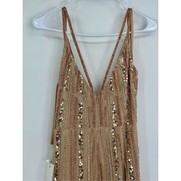 Mac Duggal NWT size 8 SEQUINED SPAGHETTI STRAP COWL BACK GOWN style 10932 - Picture 11 of 17